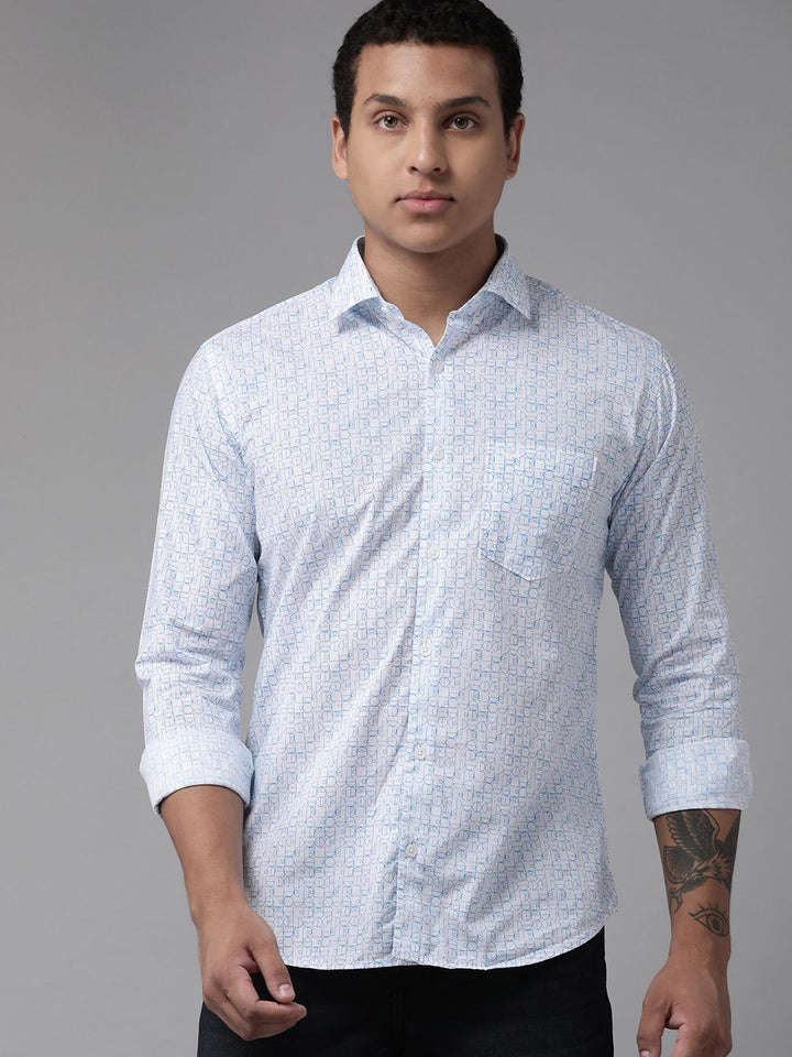 Park Avenue Slim Fit Printed Pure Cotton Formal Shirt