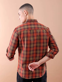 The Indian Garage Co Tartan Checked Pure Cotton Casual T-Shirt