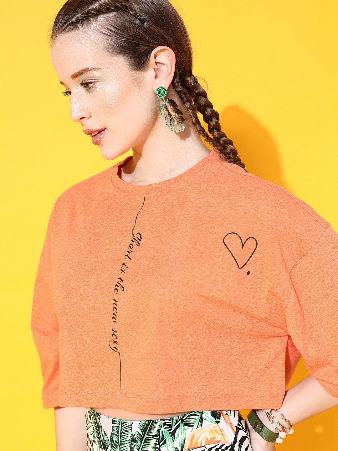 STREET 9 Women Bright Orange Solid Tshirt
