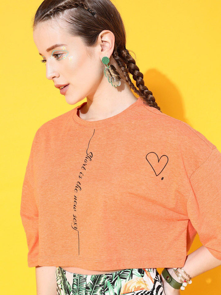 STREET 9 Women Bright Orange Solid Tshirt