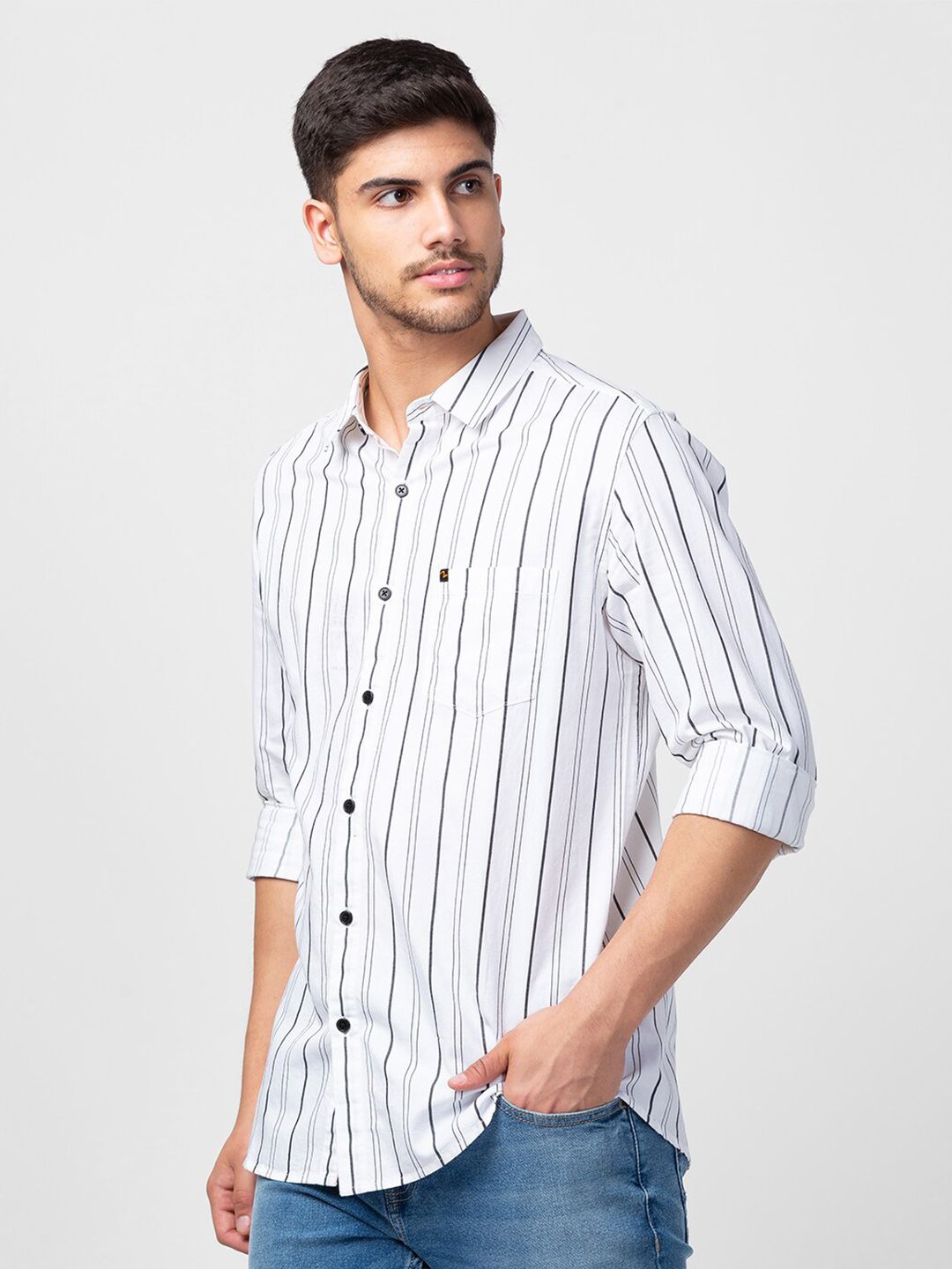 SPYKAR Men Slim Fit Striped Cotton Casual Shirt
