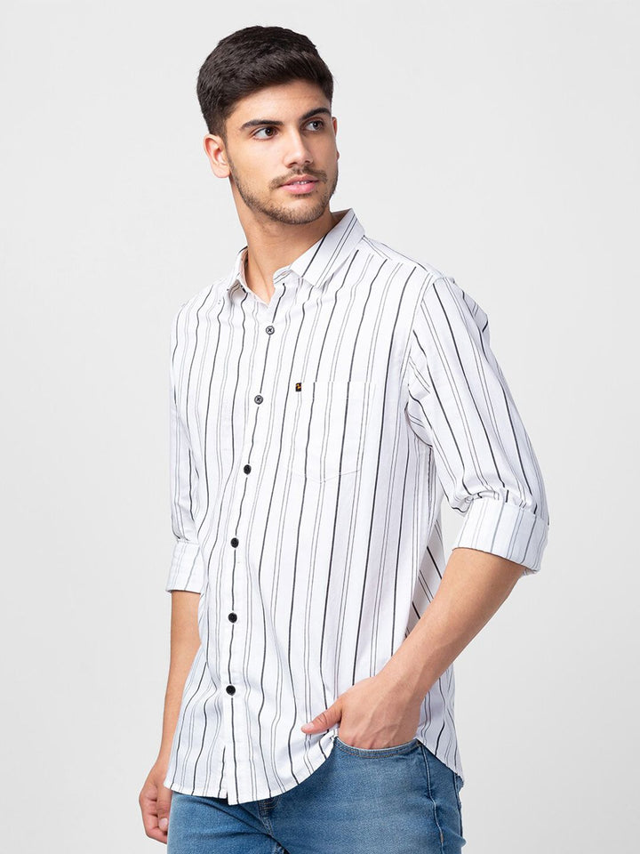 SPYKAR Men Slim Fit Striped Cotton Casual Shirt