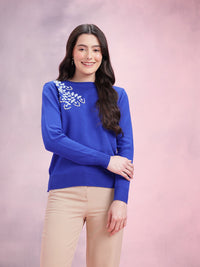 DressBerry Embroidered Round Neck Long Sleeves Pullover