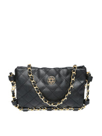 Lino Perros Black Solid Quilted Sling Bag