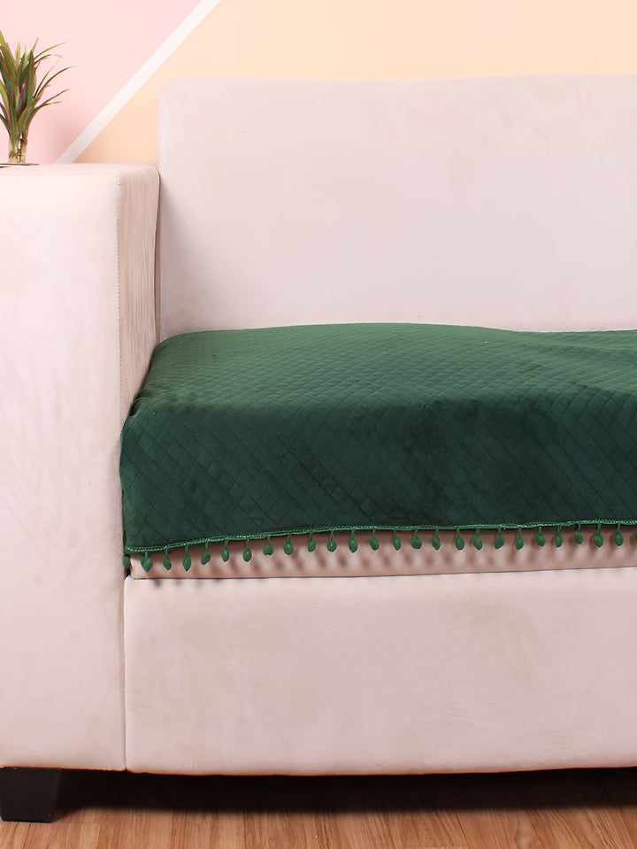 STITCHNEST Green & Beige Self Design 1 Seater Sofa Cover