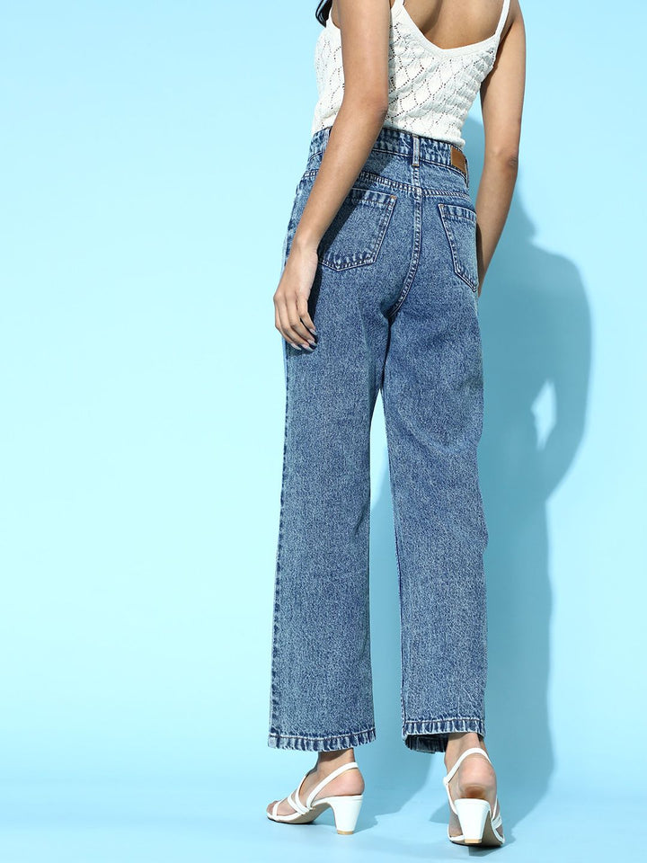 SASSAFRAS Woman Blue High-Rise Slim Fit Jeans