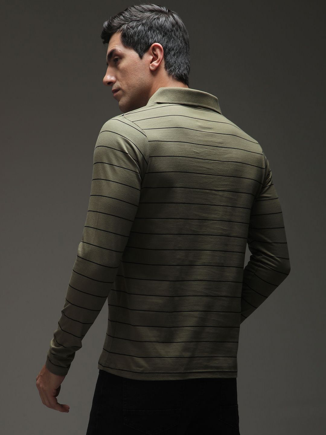 DILLINGER Men Regular Long Sleeve Polo Striped Tshirt