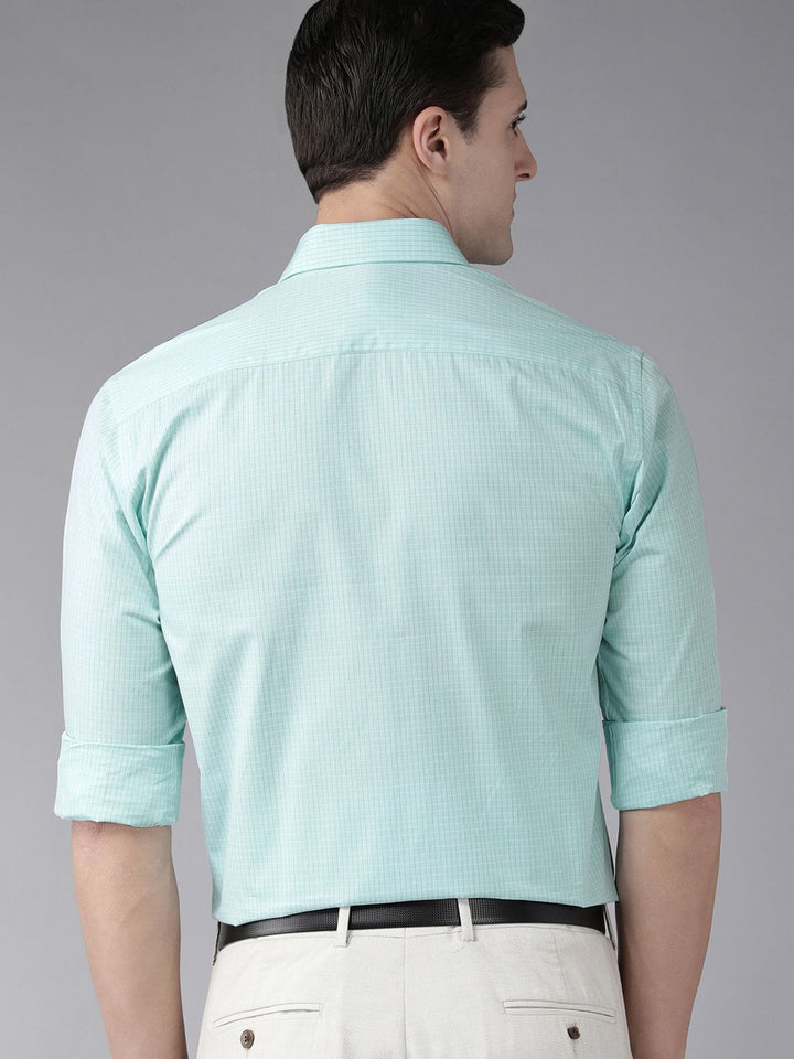 Park Avenue Men Blue Gingham Checked Pure Cotton  Slim Fit Formal Shirt