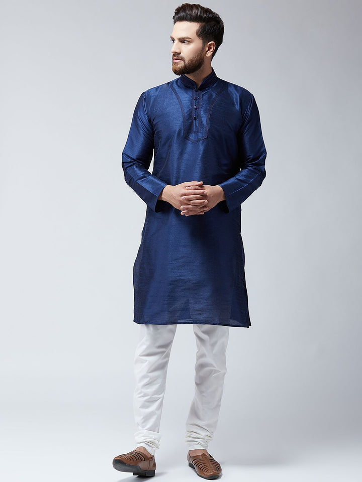 SOJANYA Lelaki Biru Solid Kurta Lurus