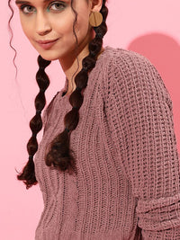 STREET 9 Women Mauve Cable Knit Sweater