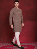 Jompers Geometric Self Design Thread Work Pure Cotton Kurta With Pyjamas