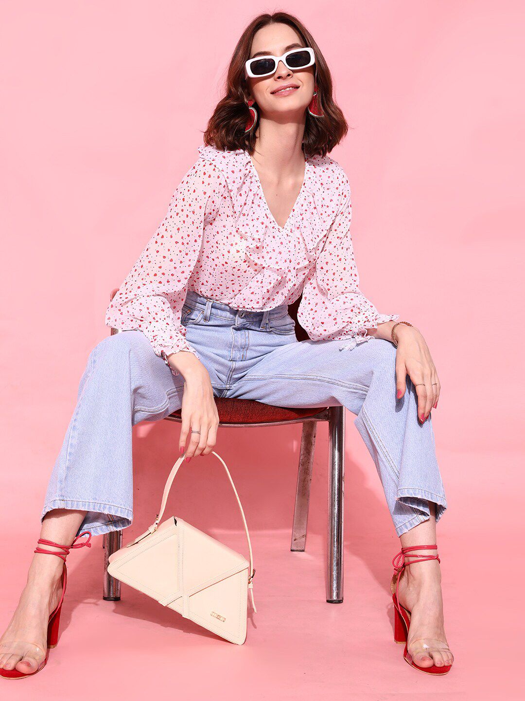 STREET 9 Alluring White Abstract Top