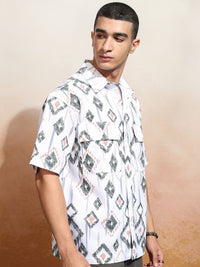 HIGHLANDER Men Cord Textured Checked Utility Pocket Oversized Overshirt