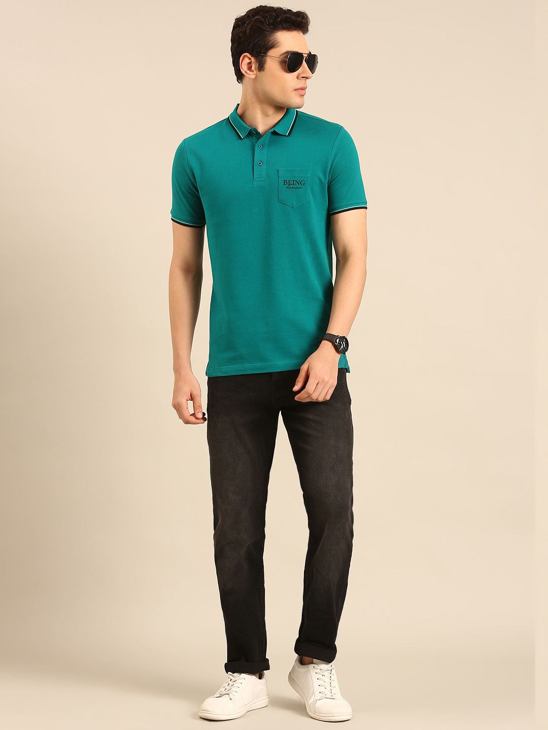 Being Human Polo Collar Pure Cotton T-shirt with Pocket