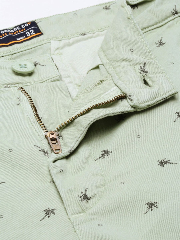 The Indian Garage Co Men Pure Cotton Printed Slim Fit Regular Shorts