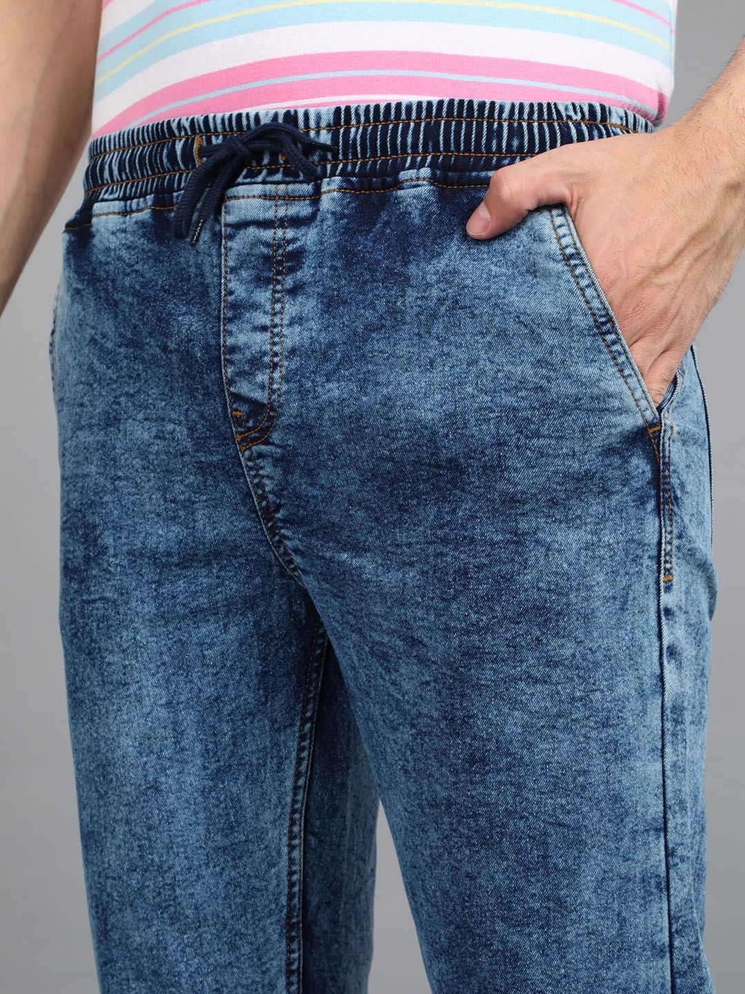 Urbano Fashion Men Regular Fit Washed Heavy Fade Stretchable Jeans