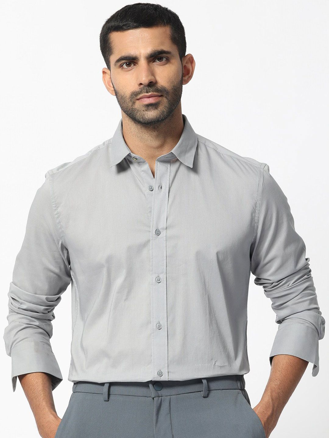 RARE RABBIT Men Flees Slim Fit Opaque Cotton Shirt