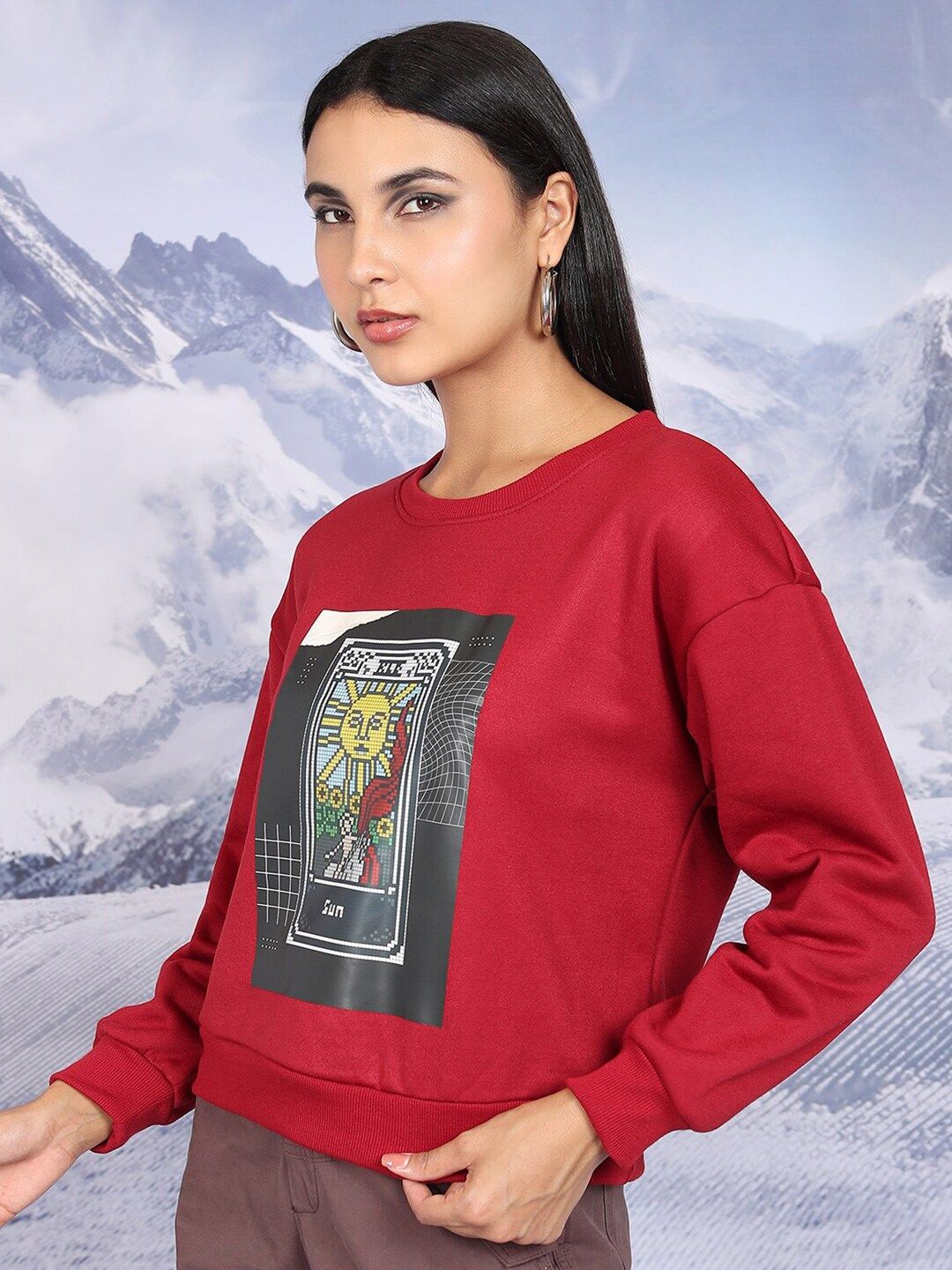 Tokyo Talkies Graphic Printed Round Neck Pullover