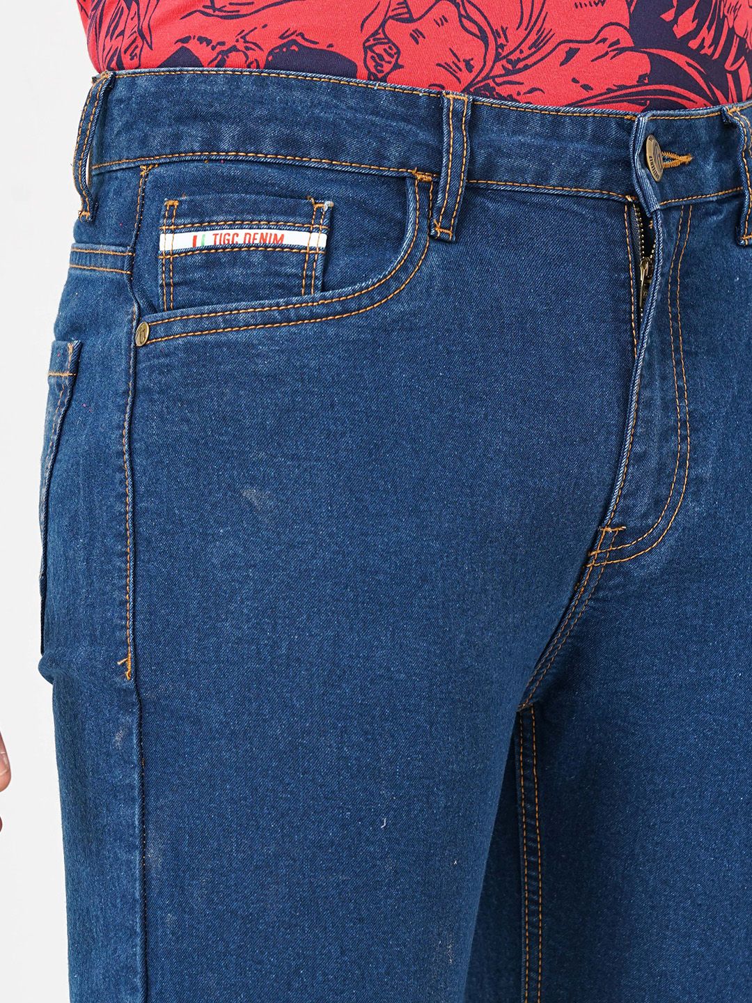 The Indian Garage Co Men Navy Blue Mid-Rise Slim Fit Clean Look Stretchable Jeans