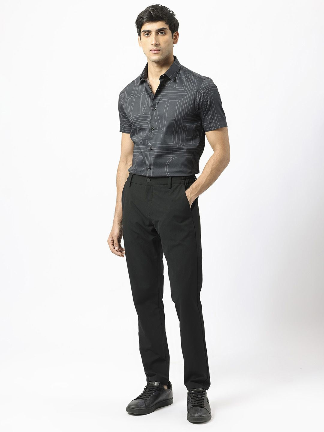RARE RABBIT Men Osuna Slim Fit Geometric Printed Cotton Shirt