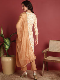 KALINI Women Printed Regular Sequinned Kurta with Trousers & With Dupatta
