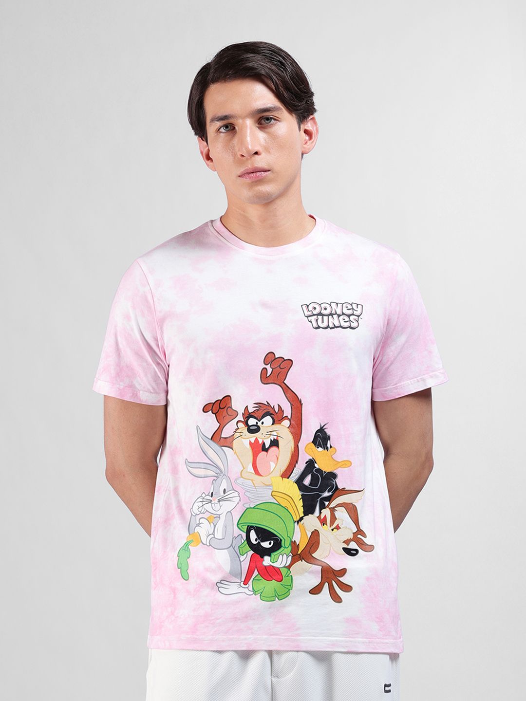 The Indian Garage Co Men Slim Fit Tie & Dye Looney Tunes T-Shirt