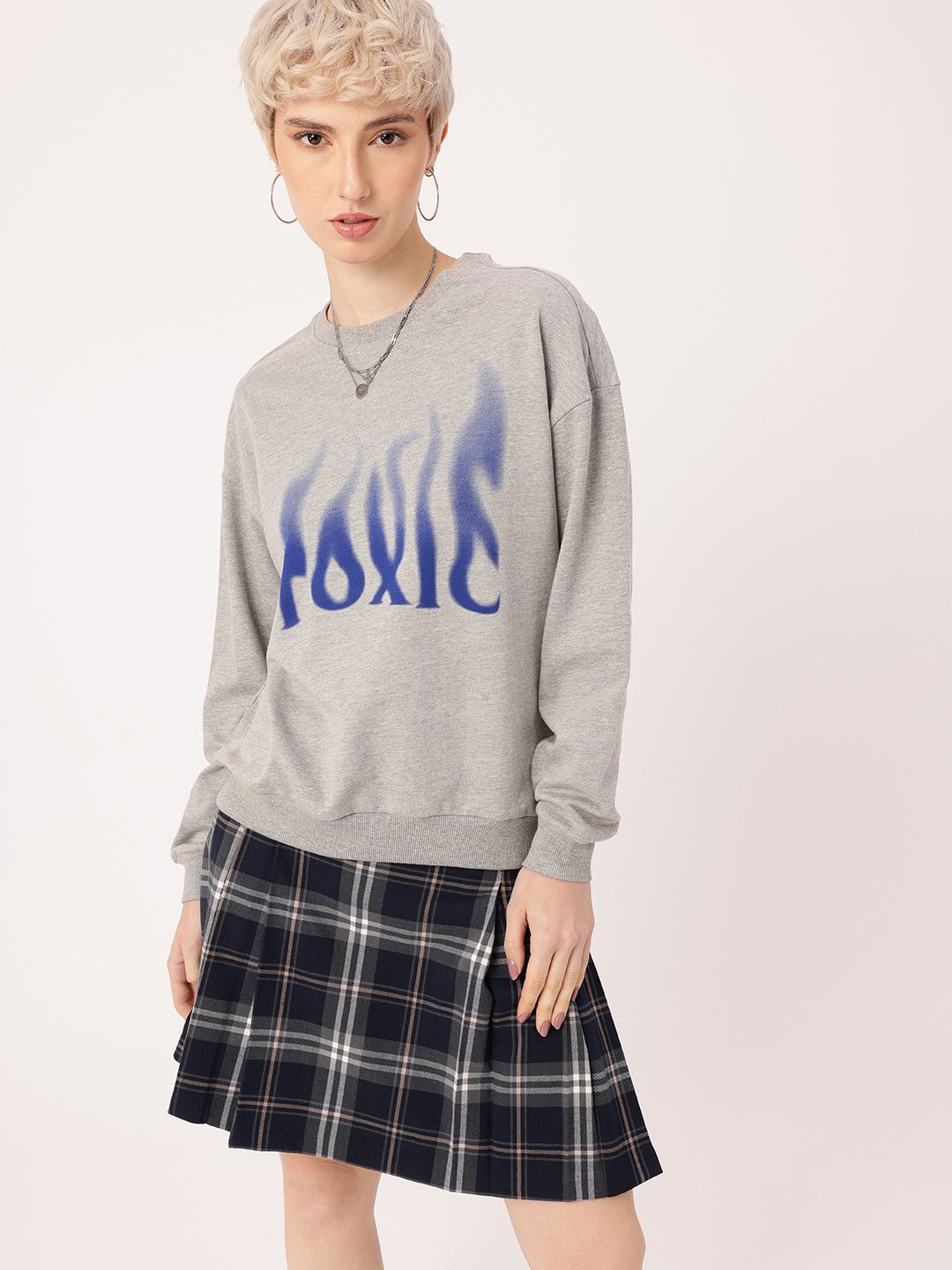 DressBerry Printed Cotton Terry Relaxed Fit Sweatshirt