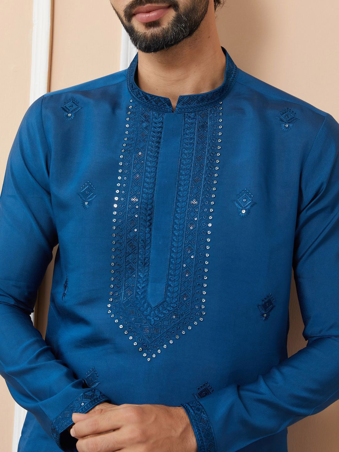 See Designs Men Floral Embroidered Regular Kurta with Pyjamas