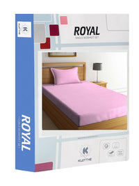 KLOTTHE Pink Striped 300 TC Single Bedsheet With Pillow Cover