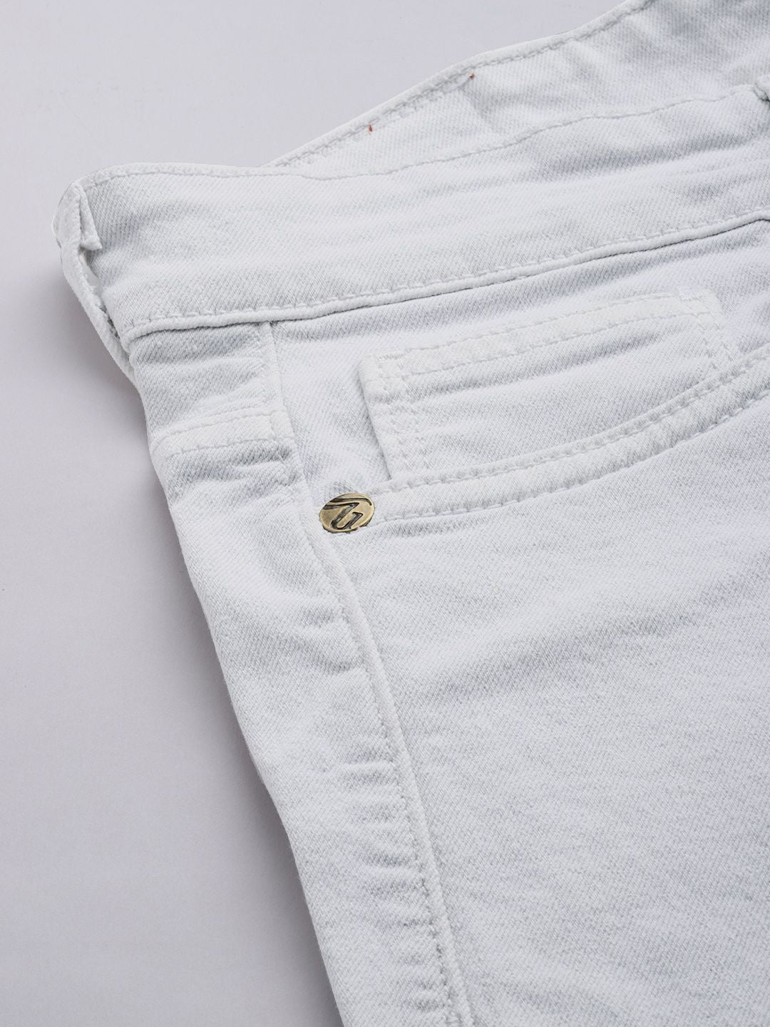 The Indian Garage Co Men White Colourblocked Denim Shorts