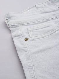 The Indian Garage Co Men White Colourblocked Denim Shorts