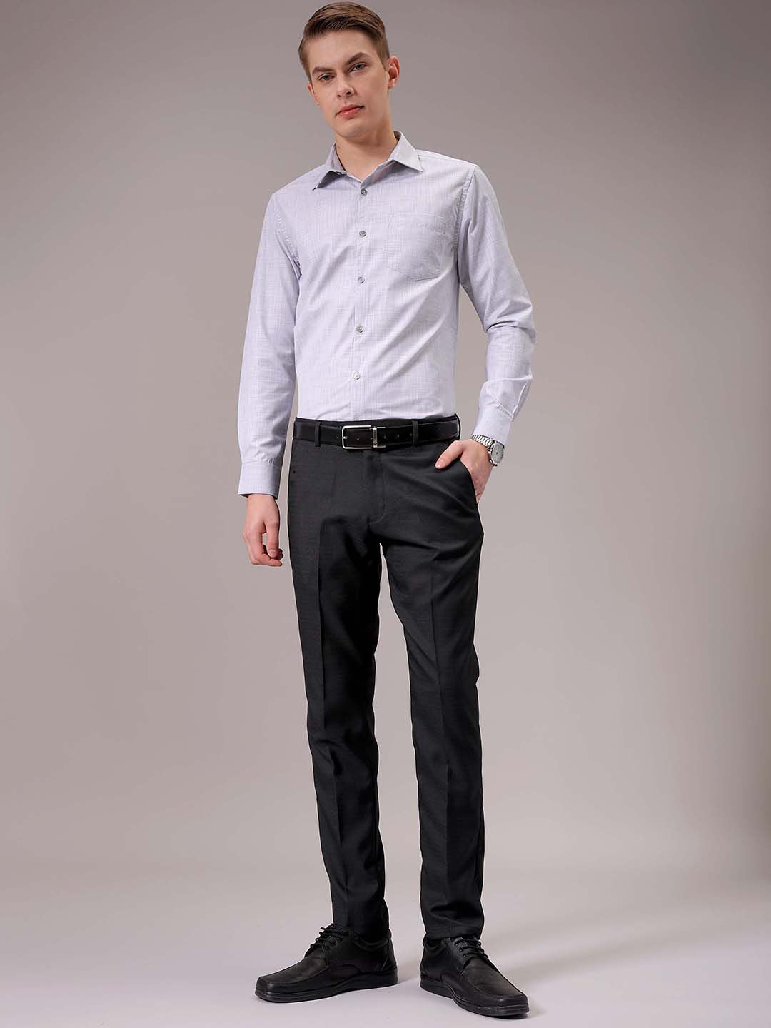 The Indian Garage Co. X Luxe Men Self-Checked Slim Fit Formal Trousers
