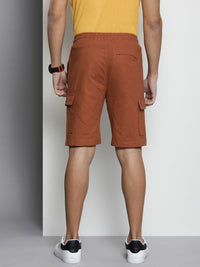 The Indian Garage Co Men Linen Cotton Slim Fit Cargo Shorts