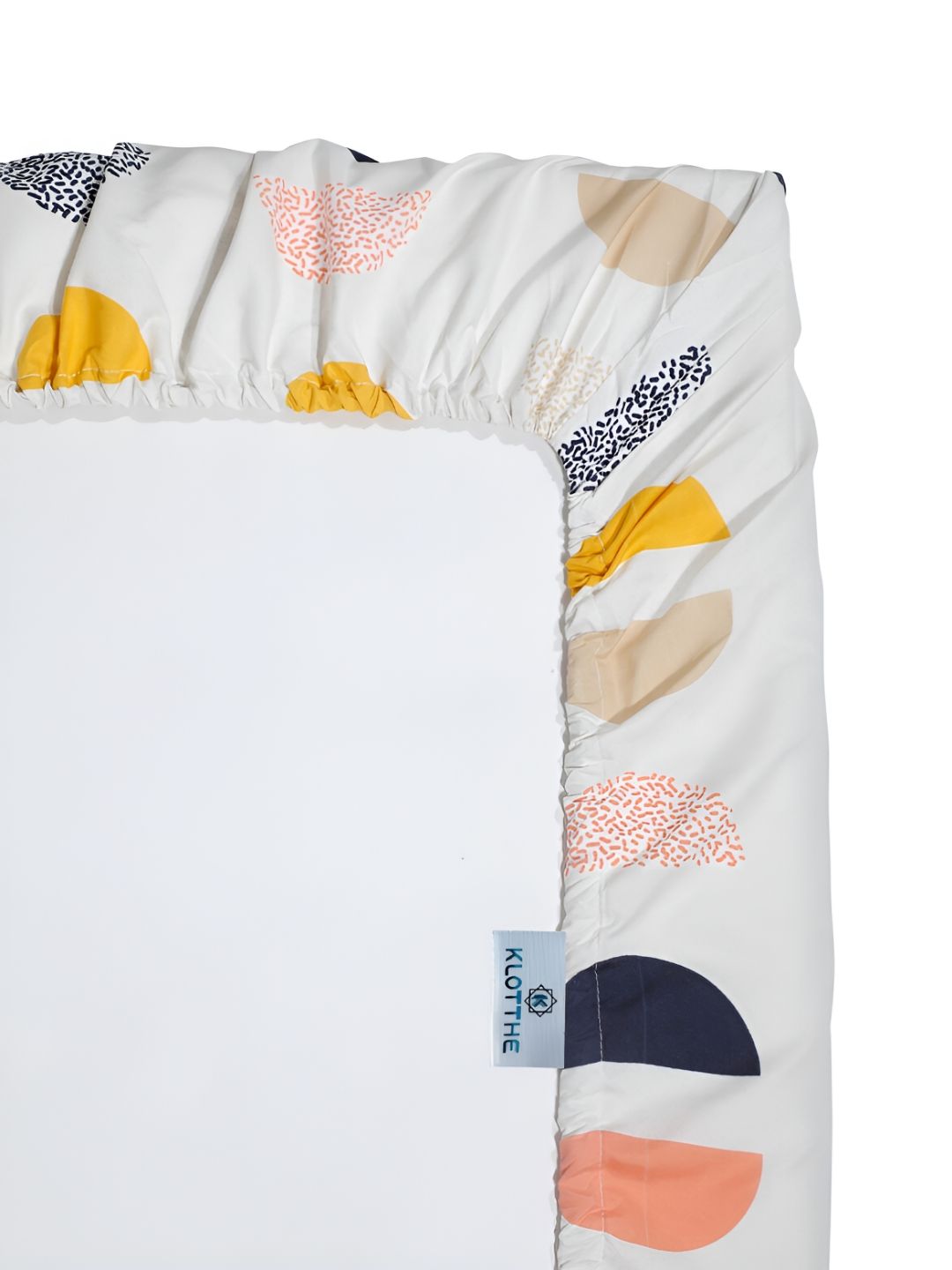 KLOTTHE White Geometric Cotton Breathable 300 TC Fitted King Cadar Tempat Tidur Halus dengan 2 Sarung Bantal-98 x 89 inci