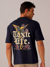 The Indian Garage Co Men Back Printed Boxy Oversized Round Neck T-shirt