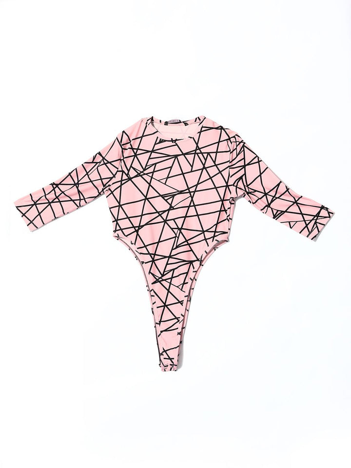 STREET 9 Women Attractive Peach Geometric Bodysuit Top