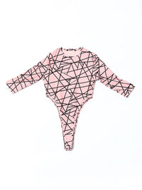 STREET 9 Women Attractive Peach Geometric Bodysuit Top
