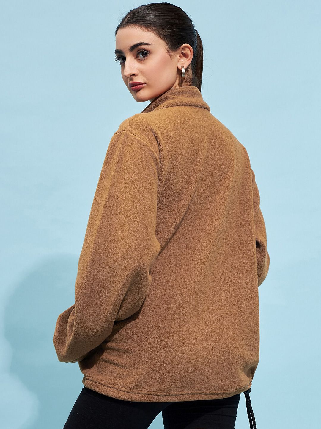 STREET 9 Brown Mock Collar Oversized Sweatshirt