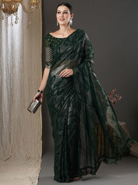 Saree mall Green Abstract Printed Poly Georgette Saree