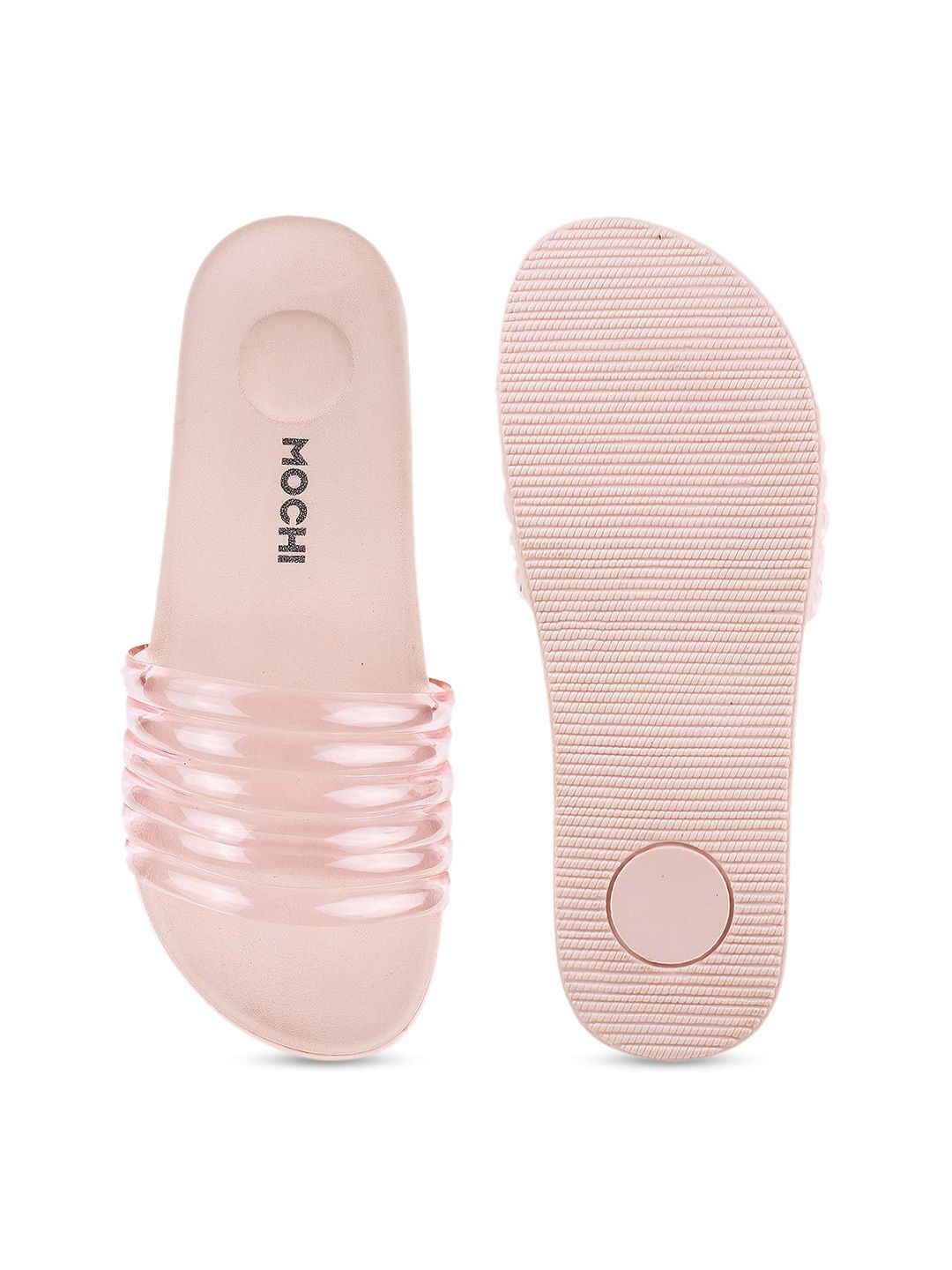 Mochi Women Pink Open Toe Flats