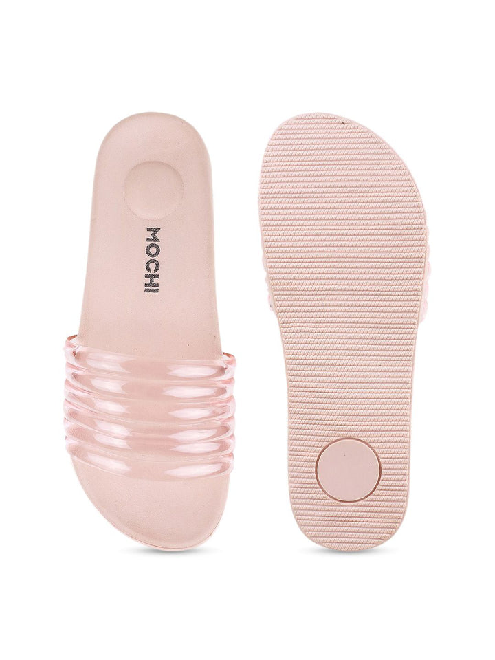 Mochi Women Pink Open Toe Flats