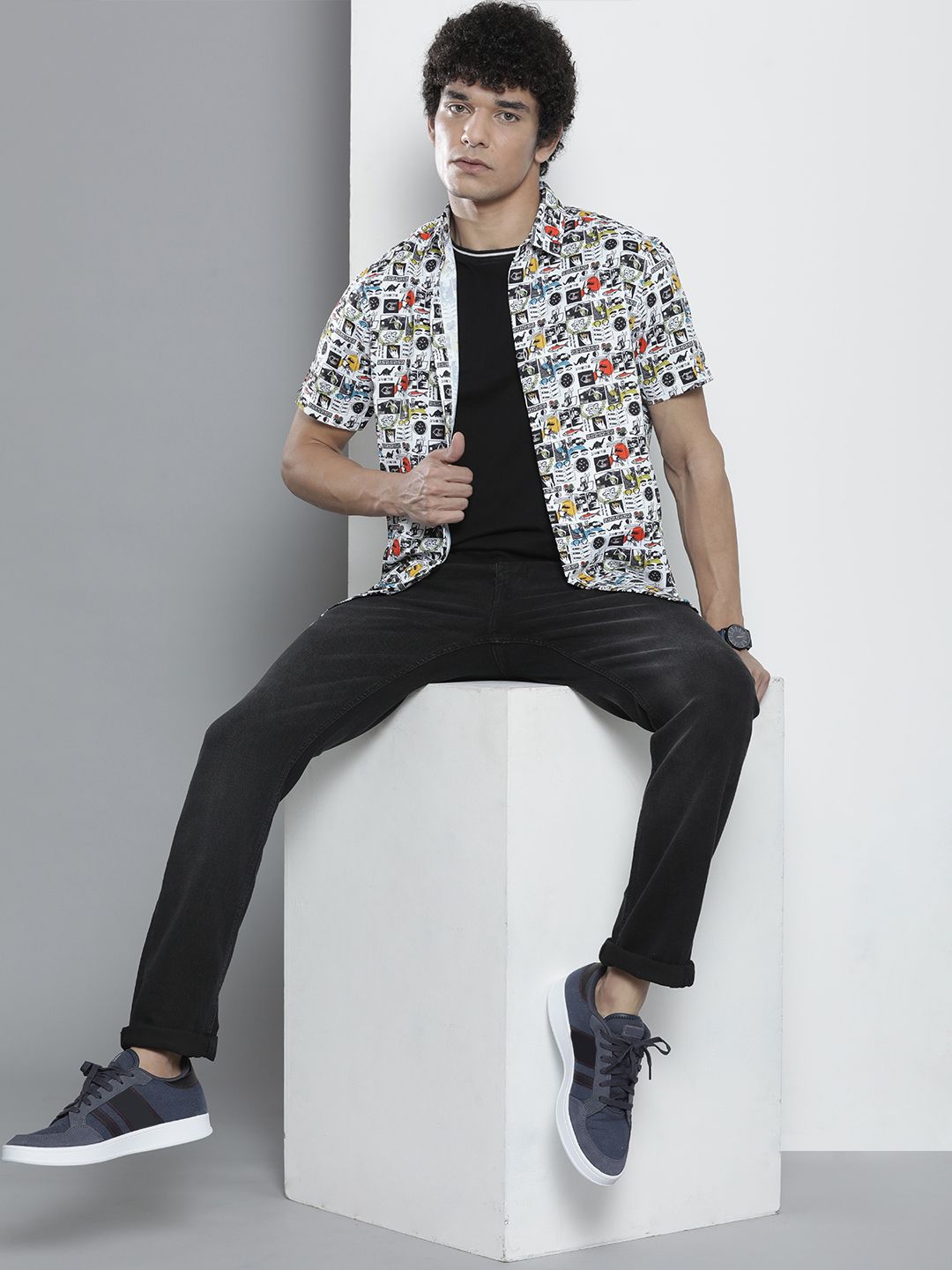 The Indian Garage Co Men Regular Fit Graphic Printed Resortwear Shirt