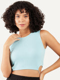 Athena Round Neck Cut-Out Detailed Fitted Crop Top