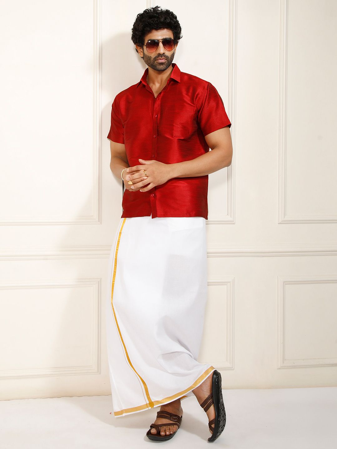 VASTRAMAY Premium Opaque Silk Ethnic Shirt