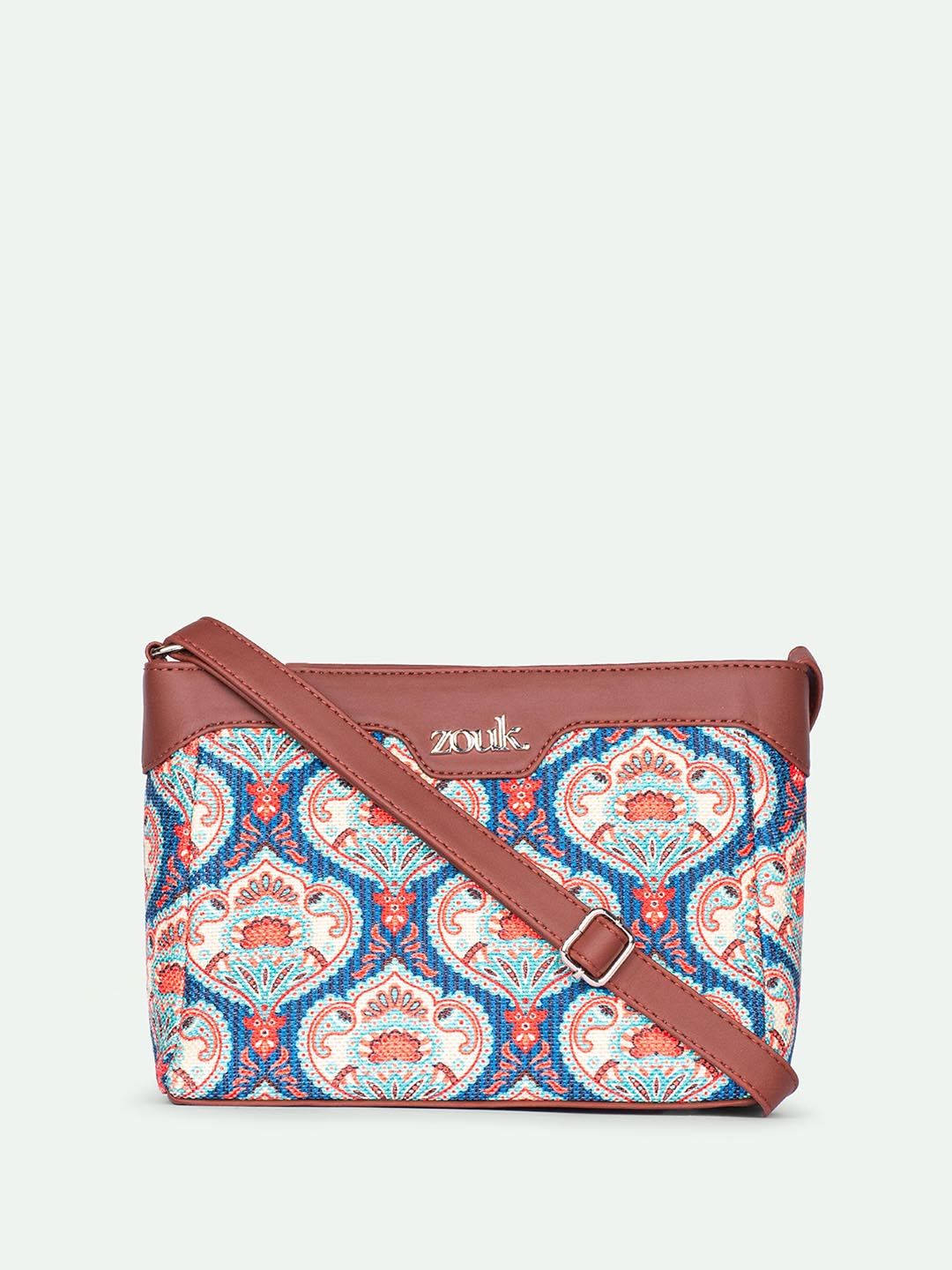 ZOUK Kovil Paisley Printed Structured Sling Bag