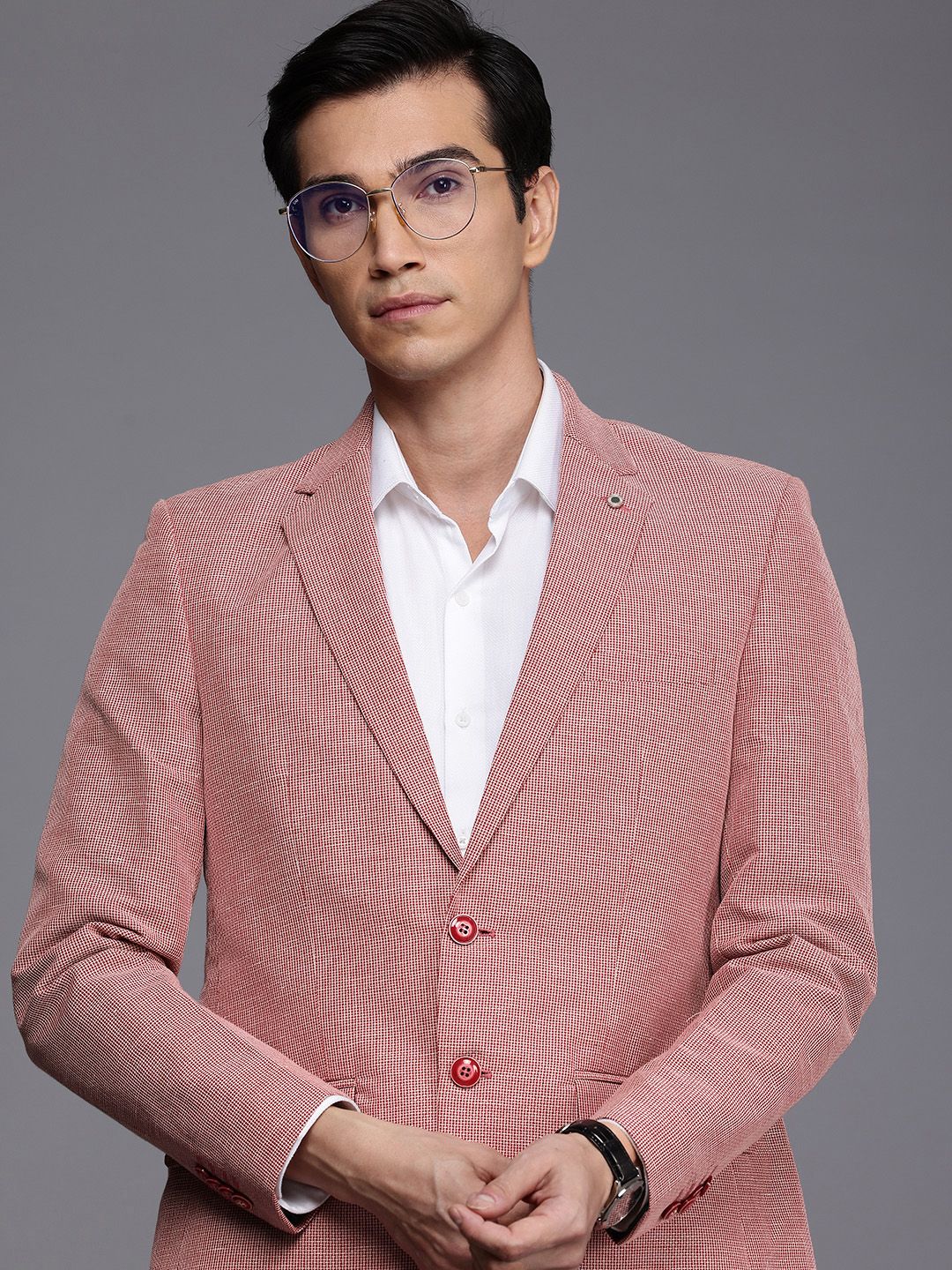 Raymond Contemporary Fit Self Design Single-Breasted Linen Cotton Formal Blazers