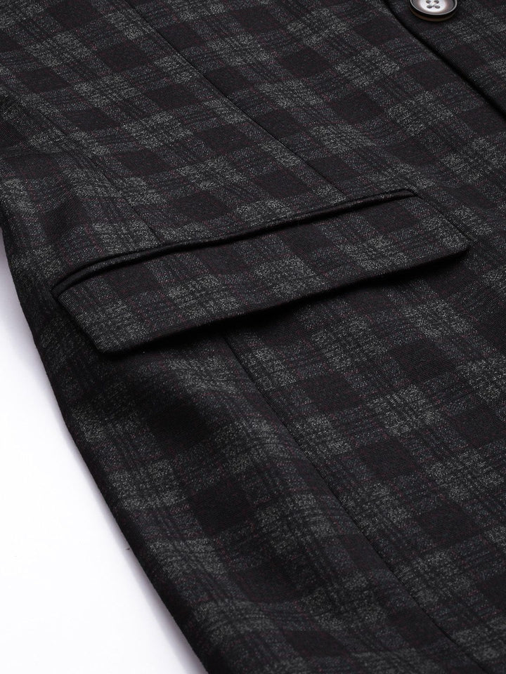 Park Avenue Super Slim Fit Checked Single Breasted Formal Blazer
