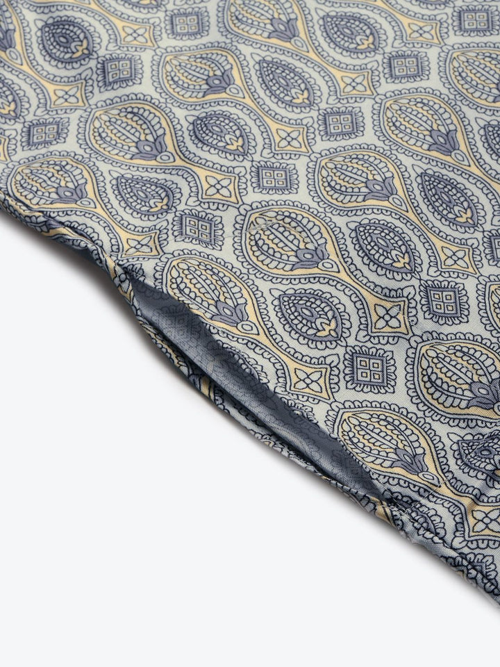SOJANYA Lelaki Grey & Yellow Pure Cotton Ethnic Motifs Printed Kurta
