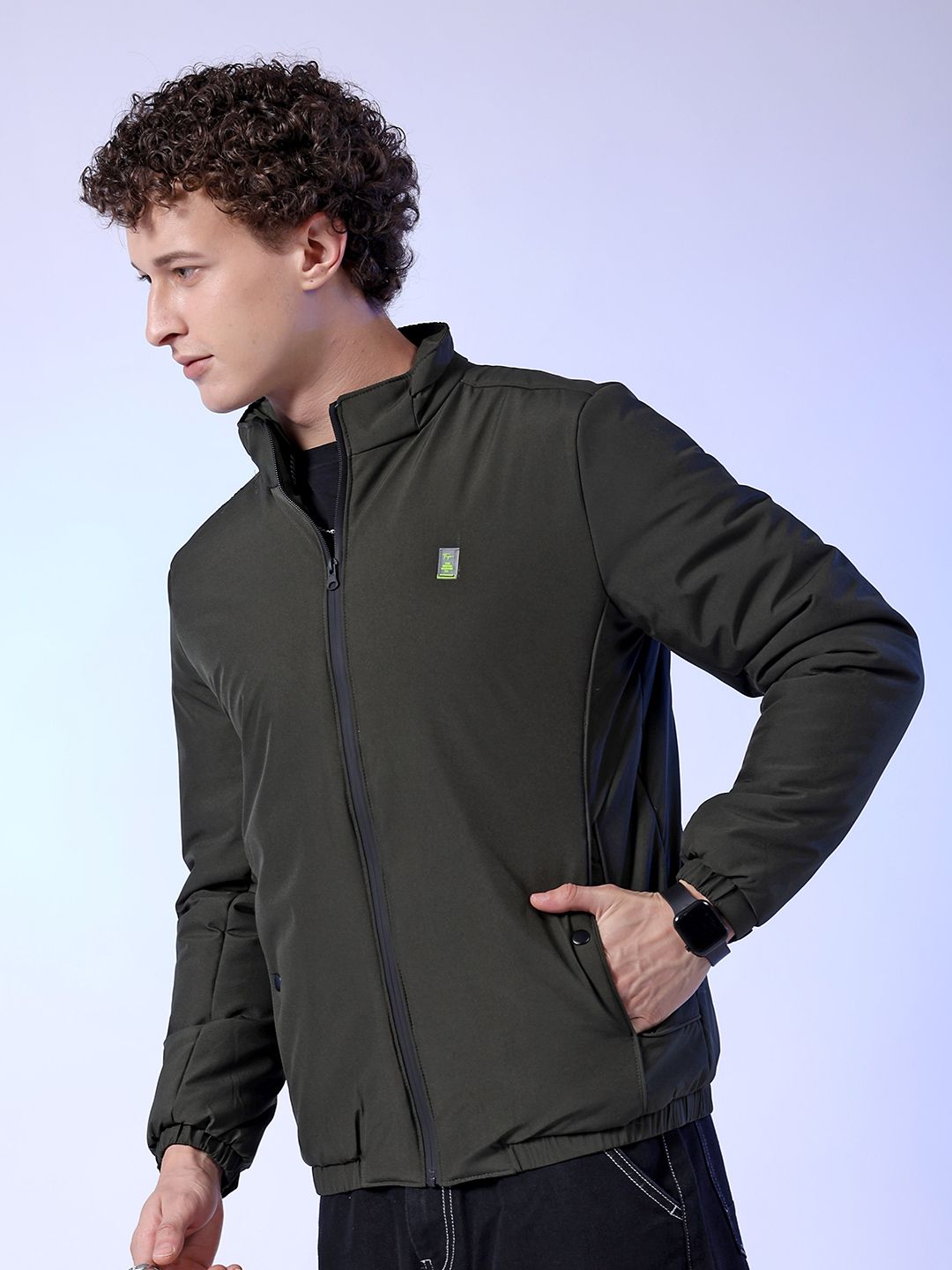 The Indian Garage Co Men Regular Fit Zip-Front Bomber Jacket