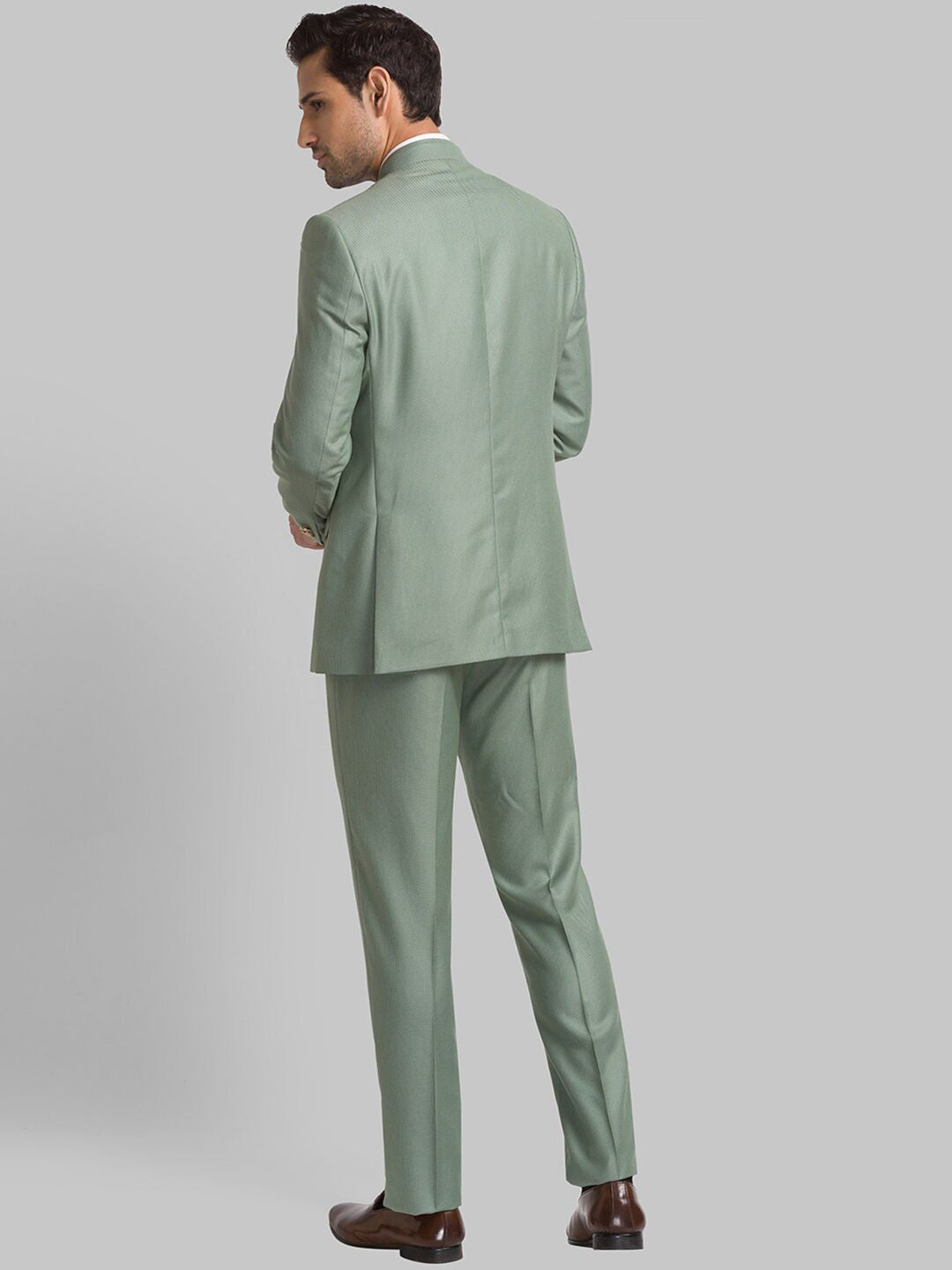 Raymond Men Woven-Designed Single-Breasted Bandhgala Blazer Two-Piece Suit